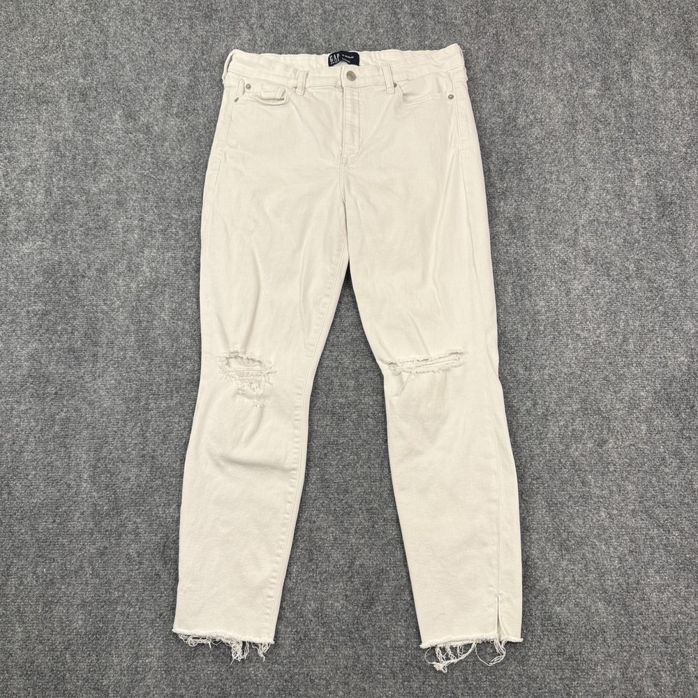 GAP Womens Legging Jeans Size 30/10 Ankle Optic White Distressed Raw Hem